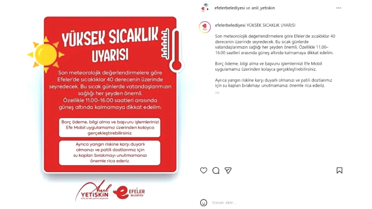 Efeler'de Sıcak Havalara Karşı Yenilikçi Çözüm! Başkan Yetişkin'den Dijital Hizmet Çağrısı
